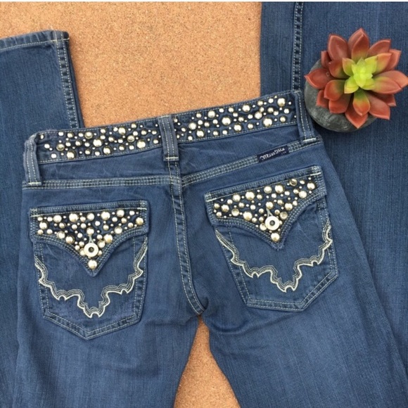 Miss Me Denim - Miss Me Stud Boot Cut Blue Jeans 25